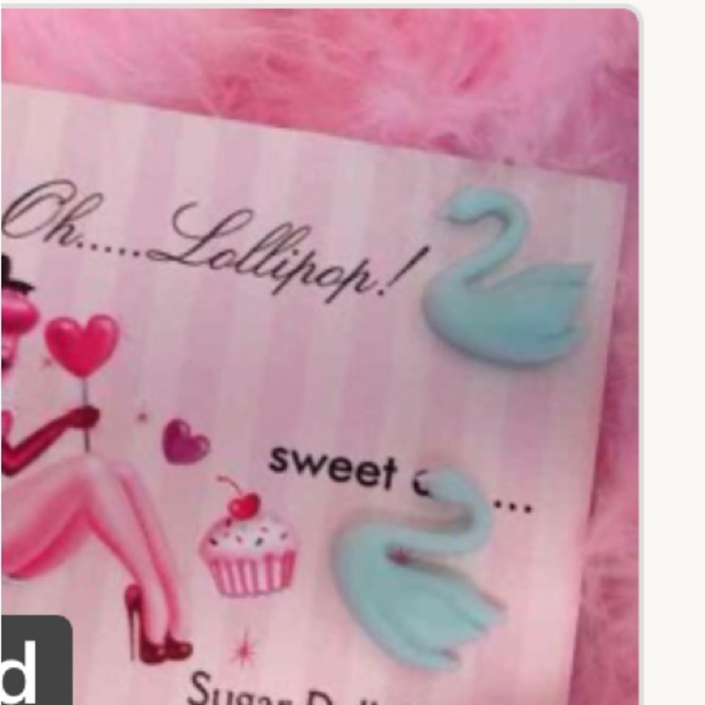 Oh lollipop sugar doll blue swan Lolita doll earrings Baby pastel goth pinup